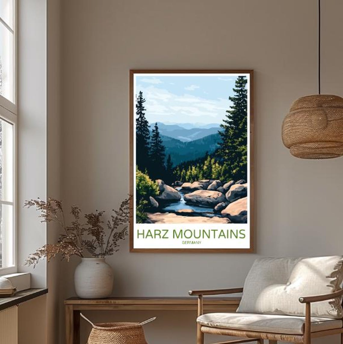 Harz Mountains Germany Pine Forest Rocky Stream Nature Travel Poster - Image 3