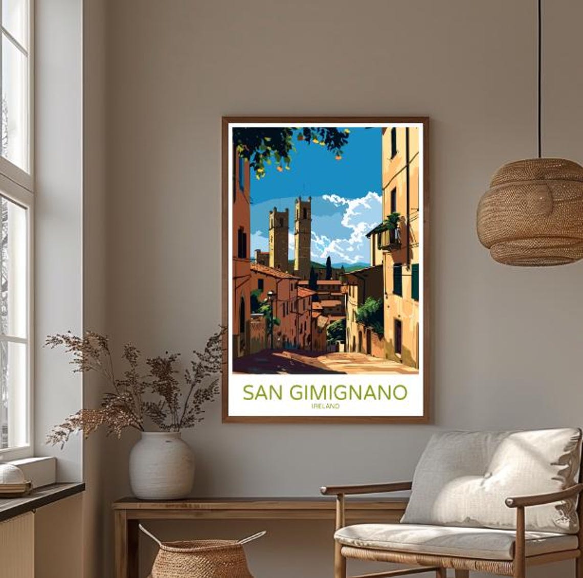 San Gimignano Medieval Towers Sunlit Old Street Scene Poster - Image 3