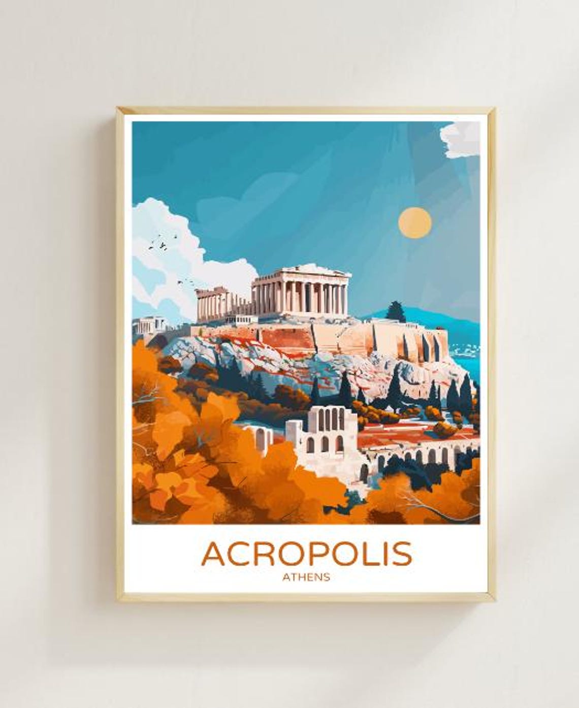 Acropolis Athens Parthenon Ancient Greek Landmark Travel Poster