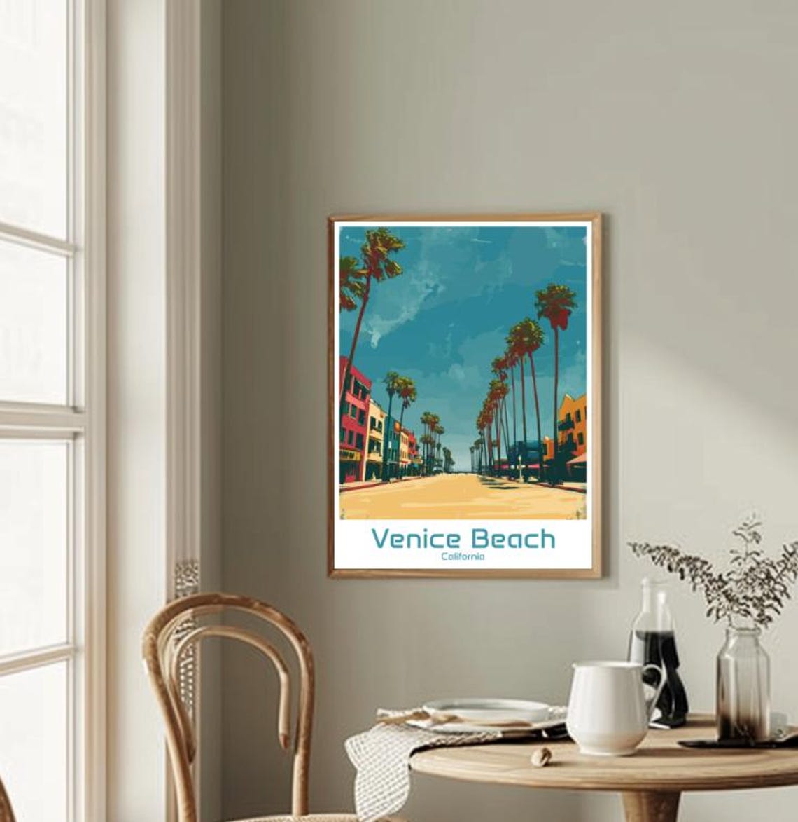Venice Beach California Palm Lined Boulevard Street Travel Poster - Image 2