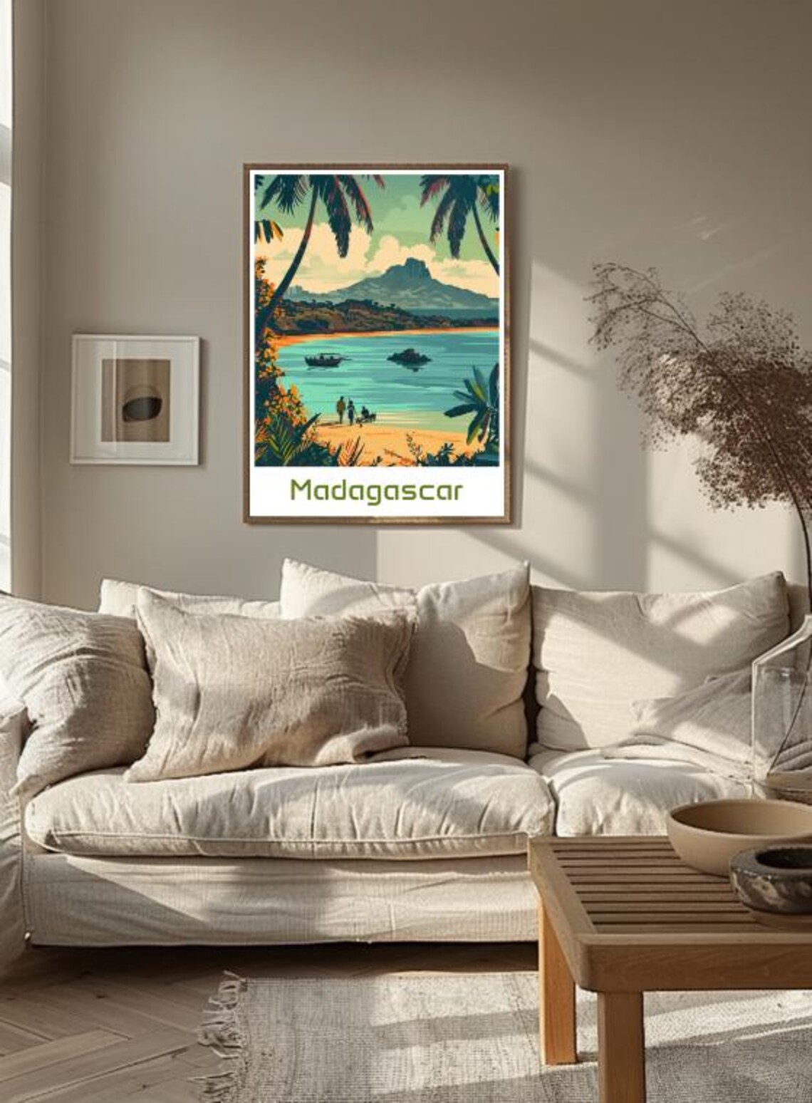 Madagascar Beach Fishing Boat Mountain Bay Africa Travel Poster - Image 3