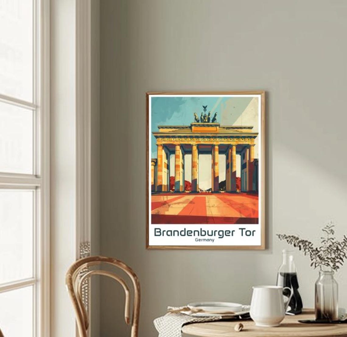 Brandenburg Gate Berlin Germany Vintage Landmark Travel Poster - Image 2