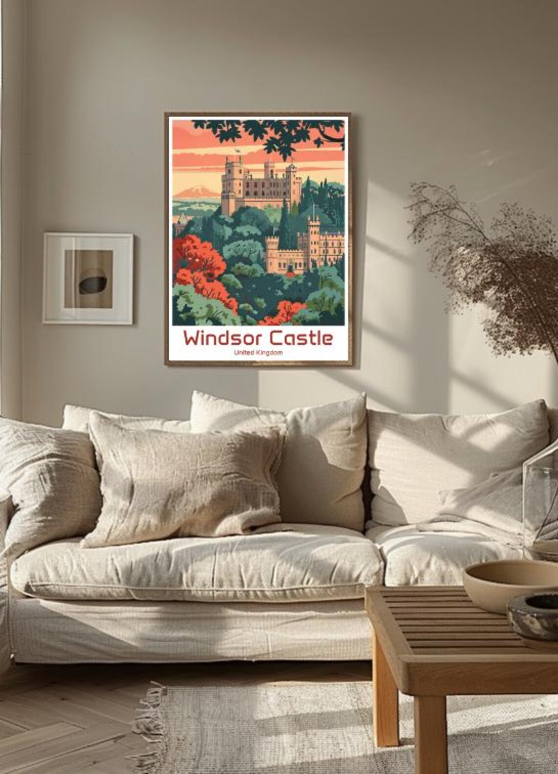 Windsor Castle United Kingdom Autumn Royal Illustration Poster - Image 3