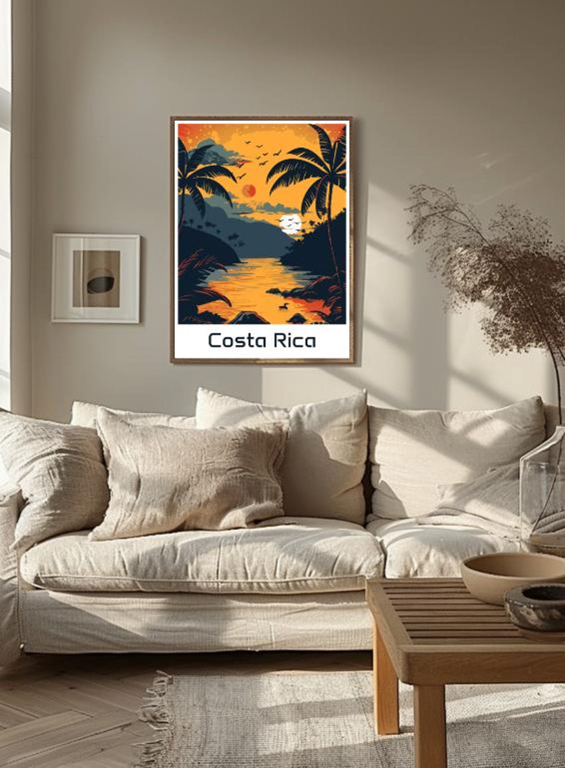 Costa Rica Tropical Jungle Sunset Beach Palm Silhouette Travel Poster - Image 3