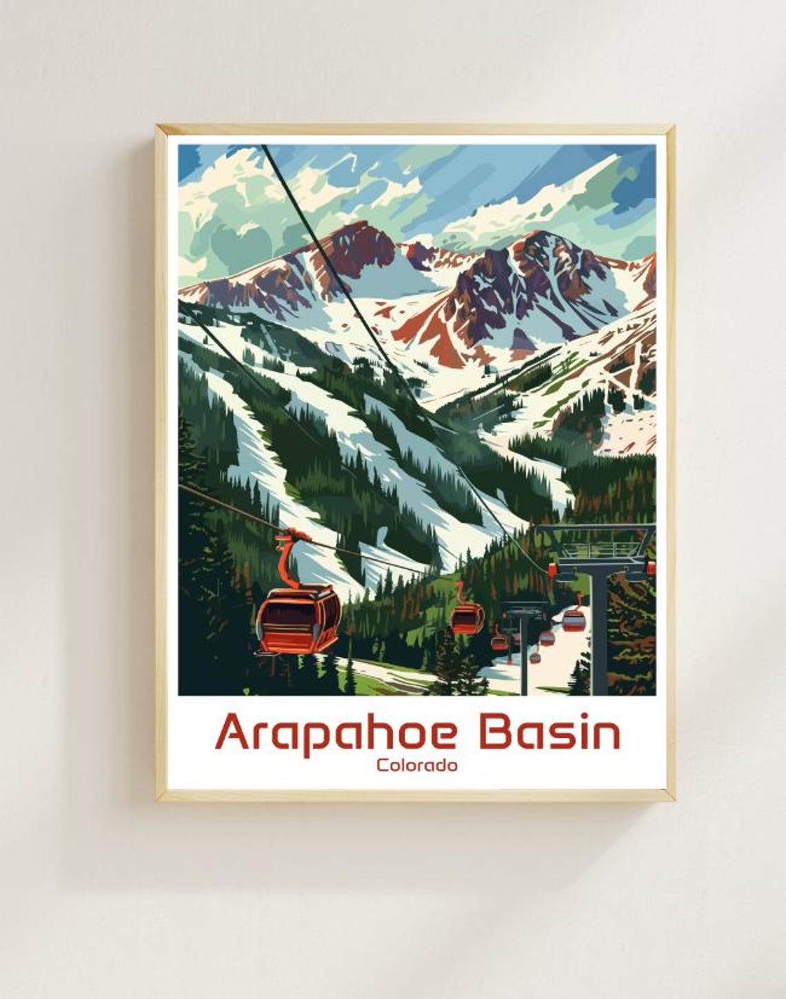 Arapahoe Basin Colorado Ski Poster With Gondola And Mountain View