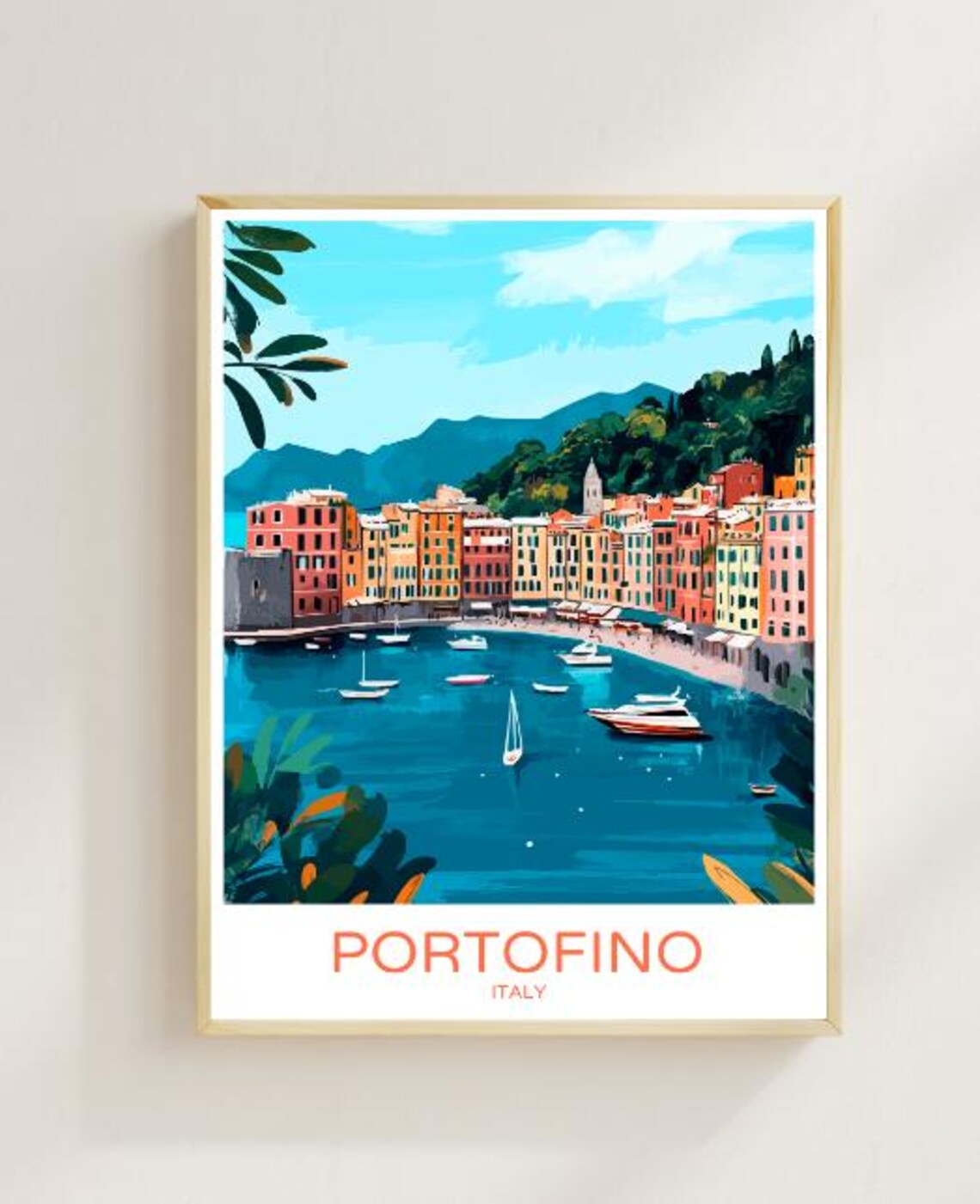 Portofino Italy Colorful Harbor Sailboats Italian Riviera Poster