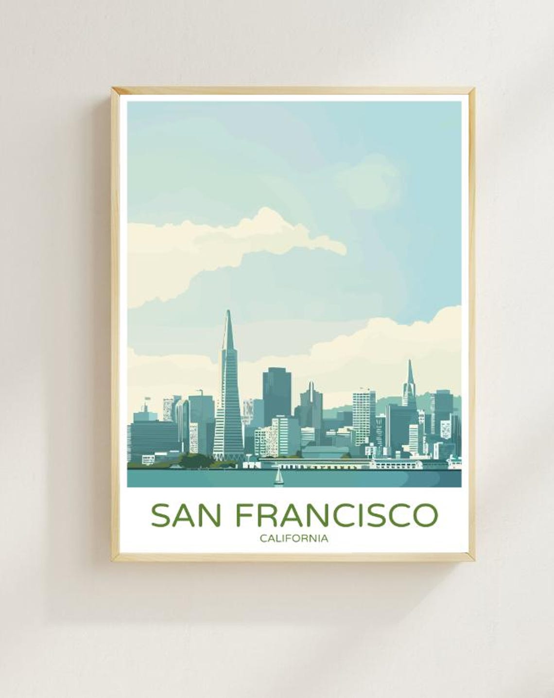 San Francisco California Skyline Cityscape Travel Poster Decor Gift