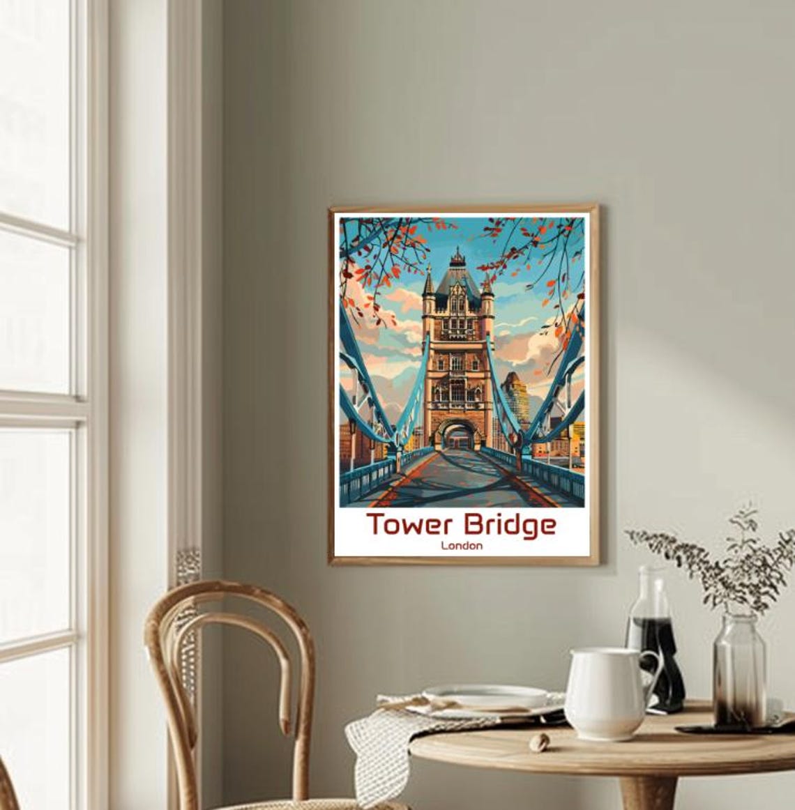 Tower Bridge Autumn Walkway Blue Steel Towers River London Poster - Image 2