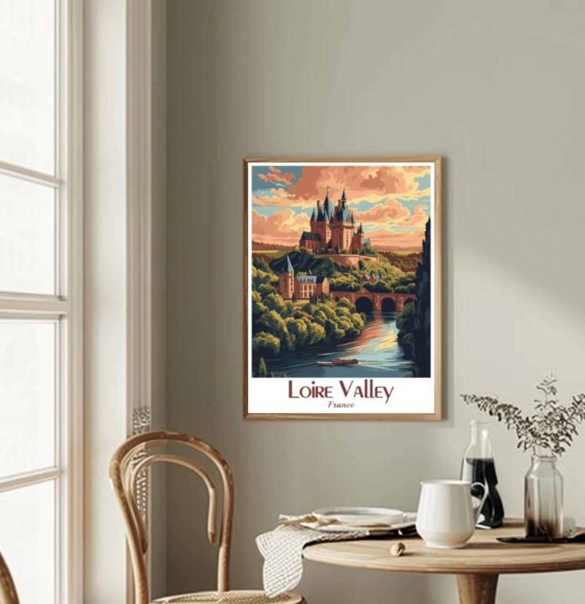 Loire Valley France Chateau River Sunset Vintage Travel Poster - Image 2