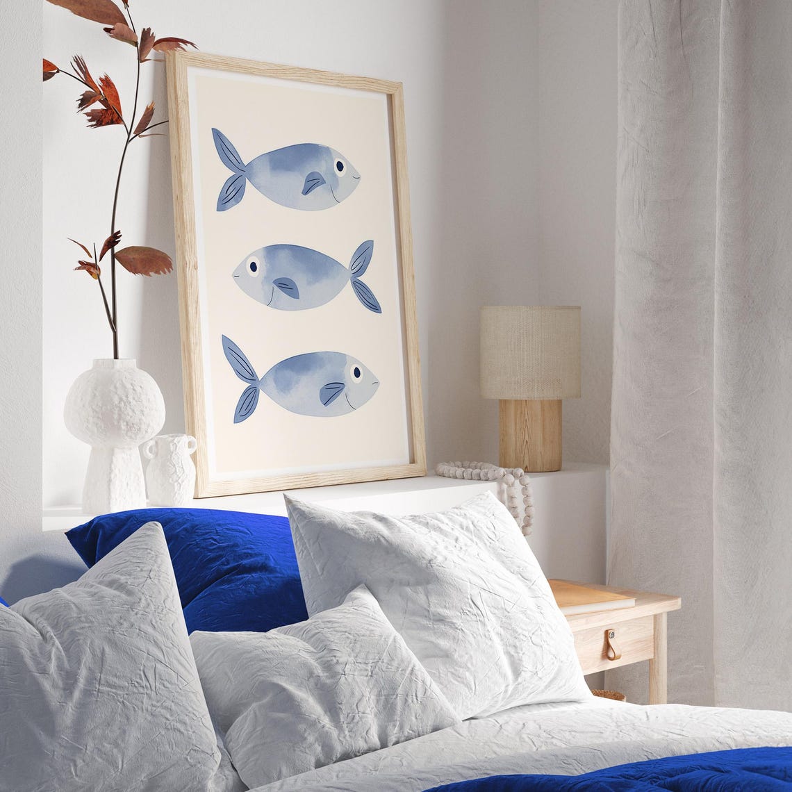 Blue Fish Wall Art Nautical Kitchen Print Minimalist Fish Poster Ocean Inspired Wall Art Cute Fish Print Coastal Home Decor - Image 4