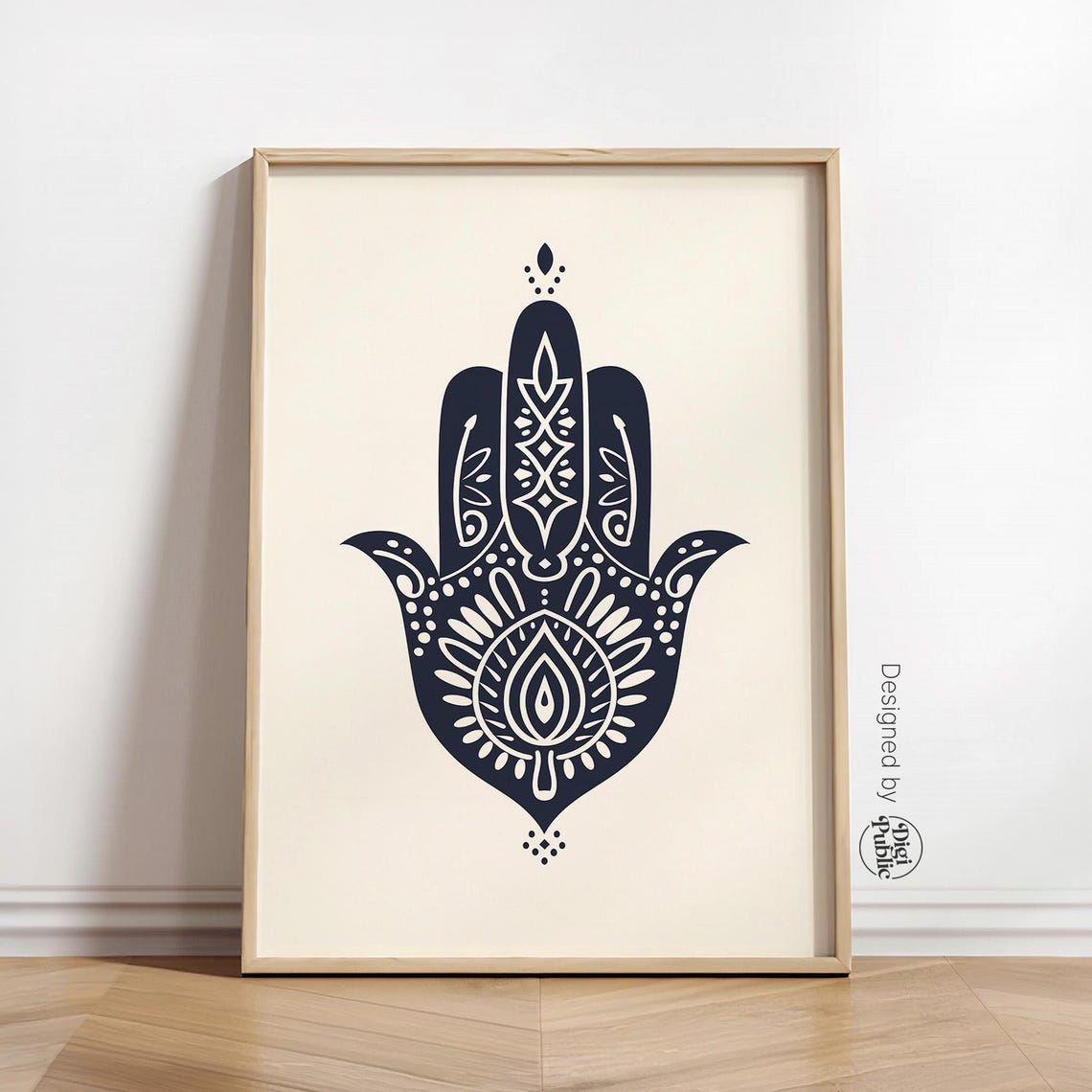 Hamsa Hand Mandala In Black And White Spiritual Amulet Poster