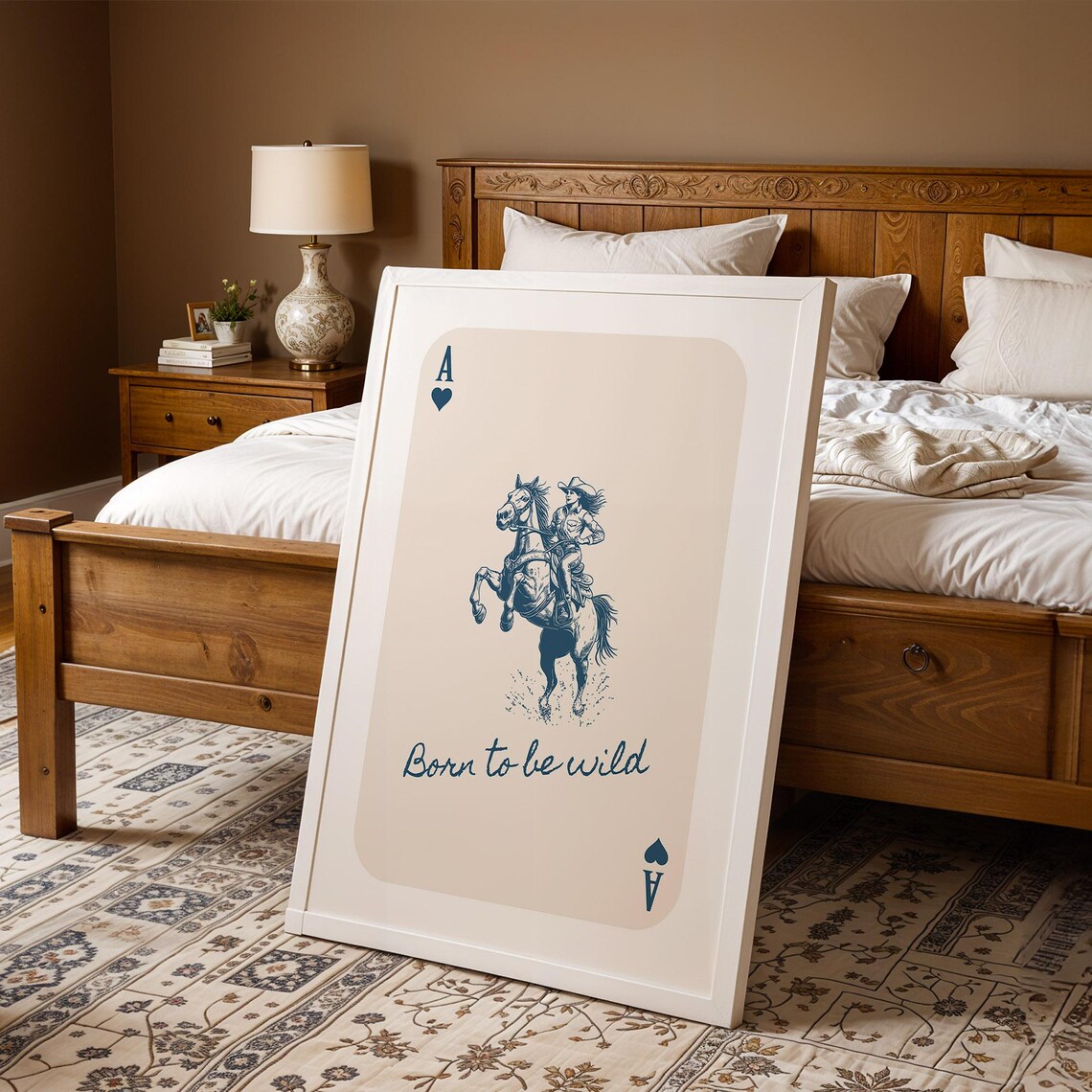 Born To Be Wild Cowgirl On Bucking Horse Playing Card Poster - Image 3