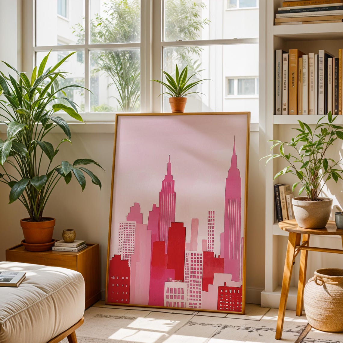 Pink New York City Skyline Poster with Empire State Building View - Image 5