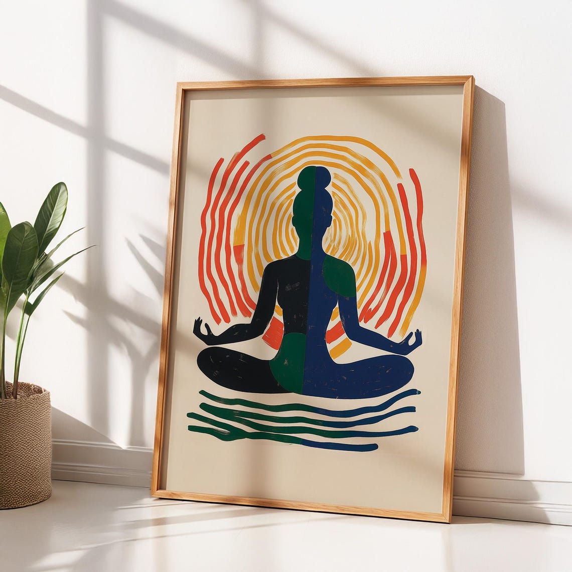 Meditating Silhouette With Rainbow Sun Halo Beautiful Zen Art Poster - Image 2