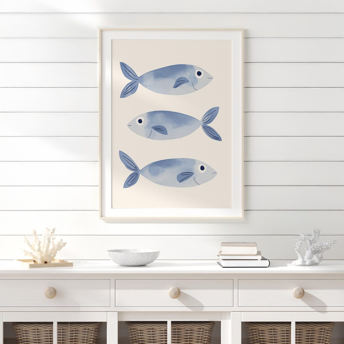 Blue Fish Wall Art Nautical Kitchen Print Minimalist Fish Poster Ocean Inspired Wall Art Cute Fish Print Coastal Home Decor - Image 2
