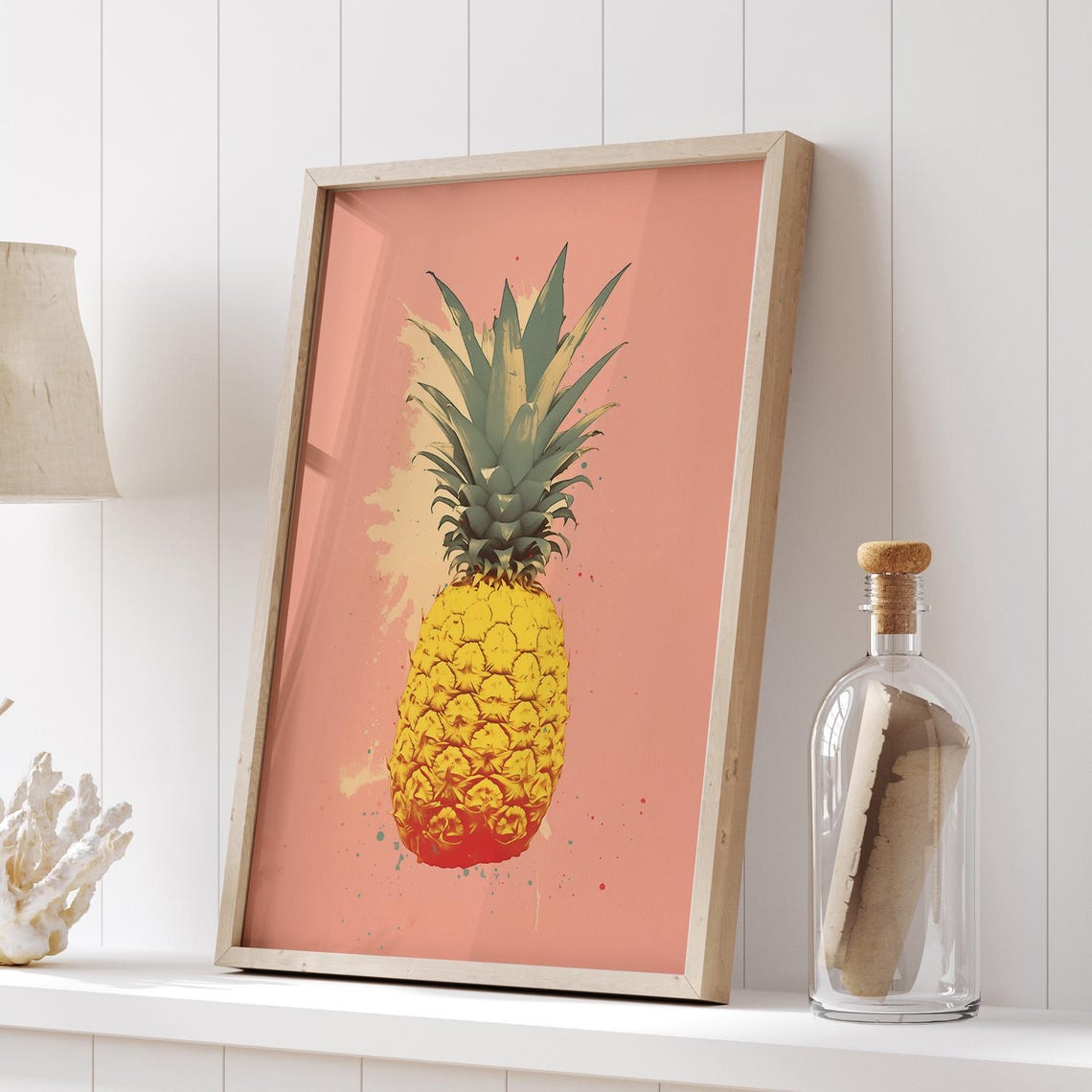 Pineapple Pop Art Poster on Pink Modern Tropical Fruit Decor - Image 5