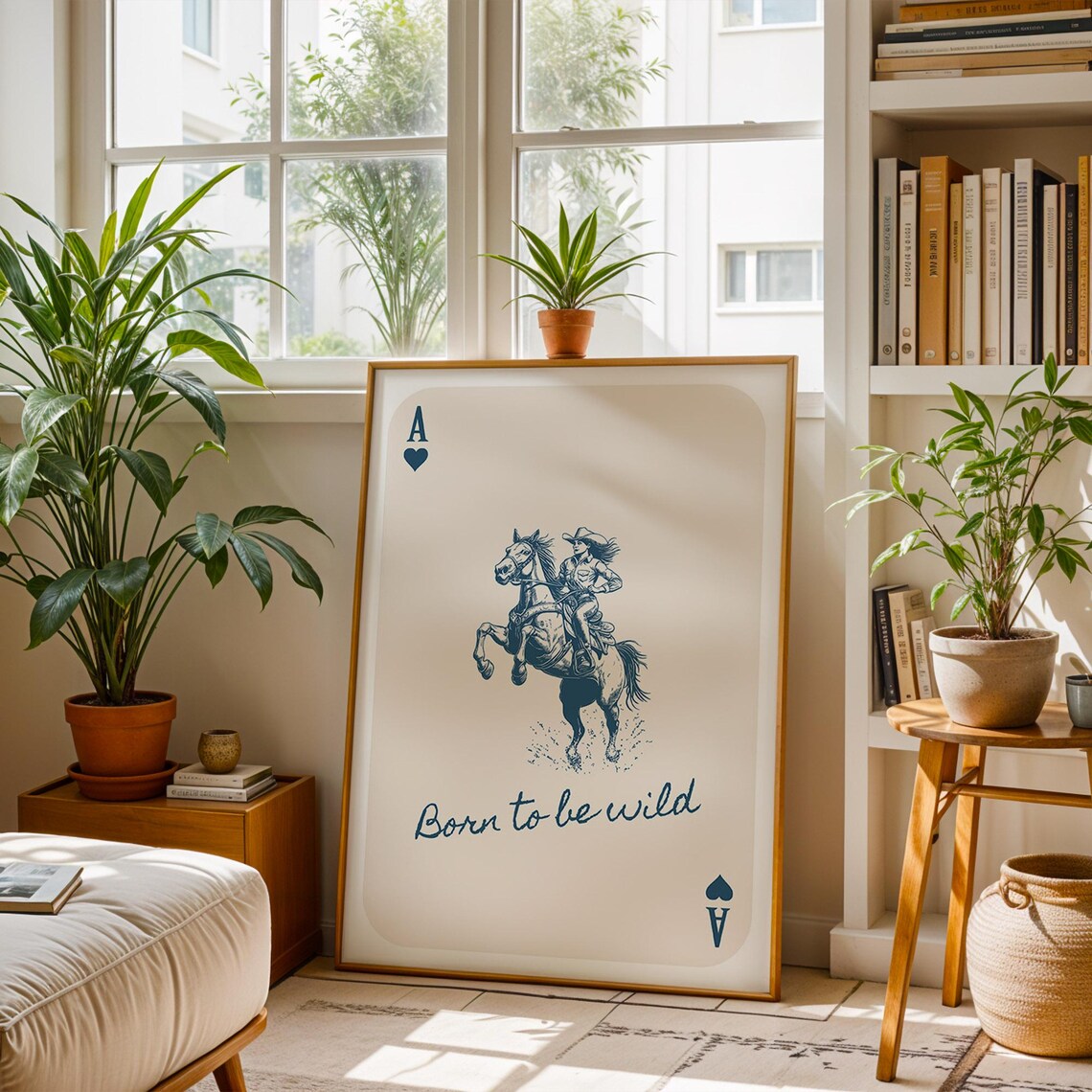 Born To Be Wild Cowgirl On Bucking Horse Playing Card Poster - Image 4