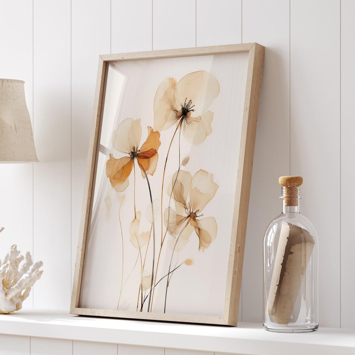 Translucent Beige Poppy Flowers Poster Delicate Botanical Minimal - Image 5