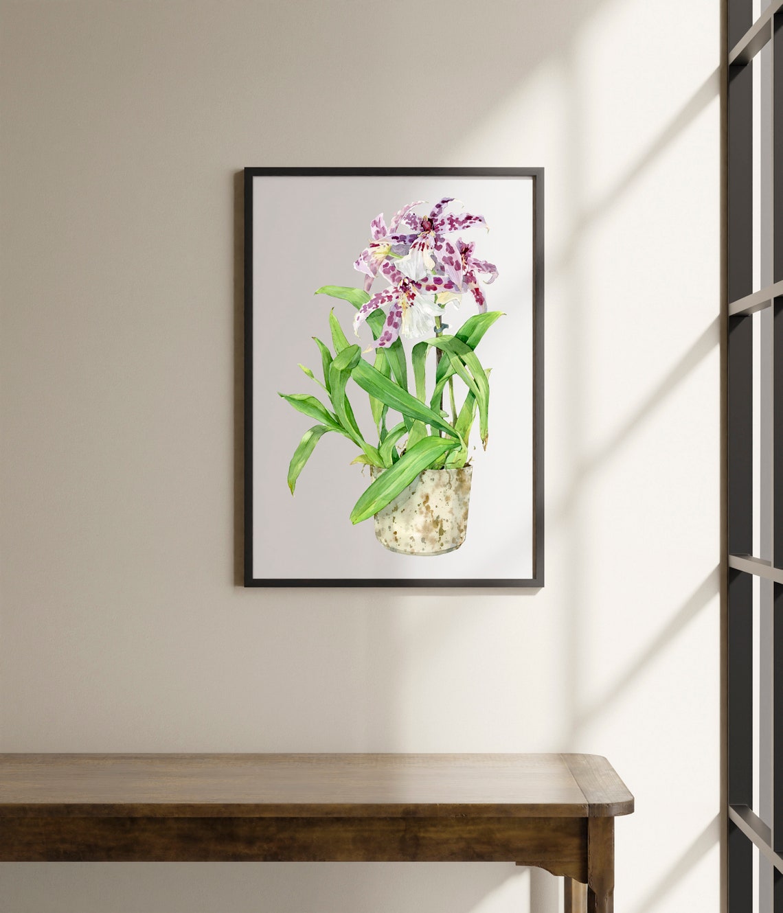 Beallara Orchid Spotted Purple Bloom Watercolor Flower Poster - Image 3