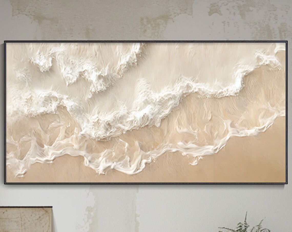 Sandstone Texture White Wave Abstract Wall Art Print