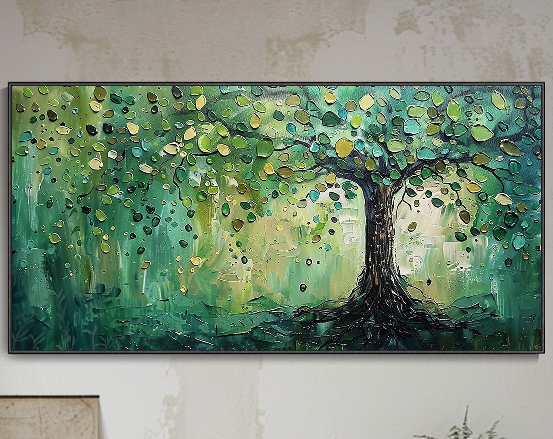 Tree Of Life Oil Painting Art Print, Abstract Landscape