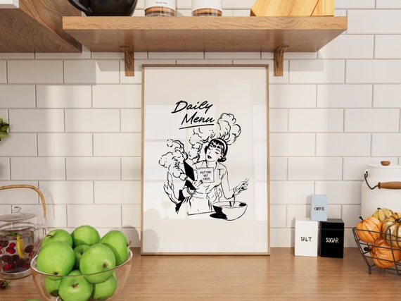 Kitchen Fire Print Funny Kitchen Art Gift For Her Retro Kitchen Wall Art Cooking Poster Food Humor Wall Decor Amusing Home Cook