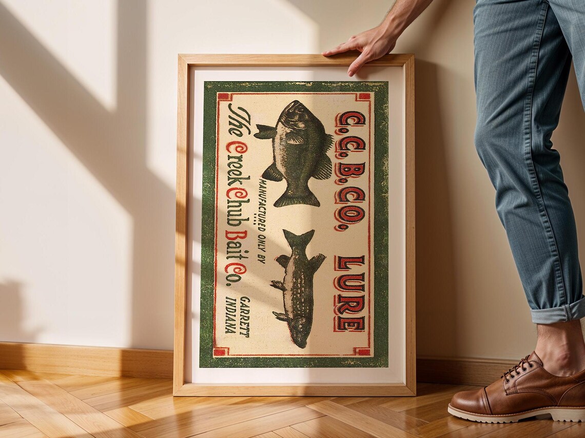 Vintage Fishing Lure Art Print, Fisherman Decor - Image 2