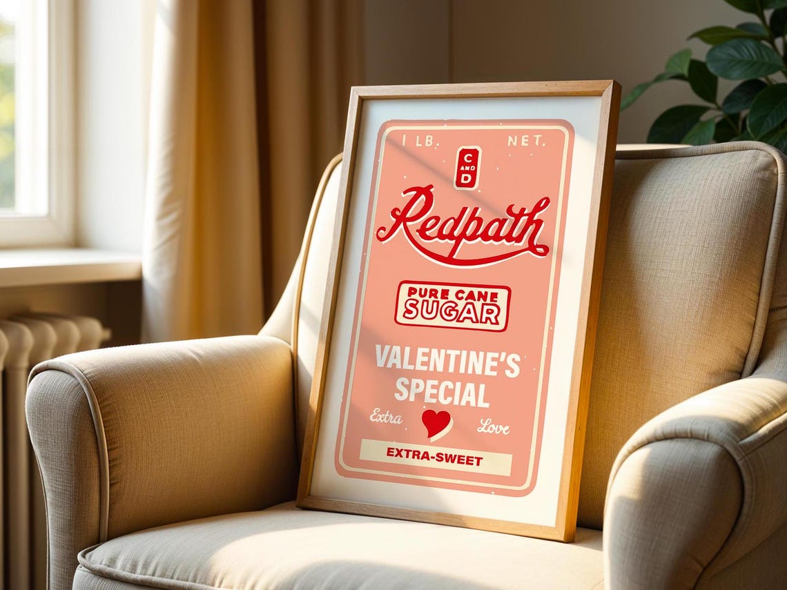 Redpath Pure Cane Sugar Valentines Special Vintage Label Poster - Image 2
