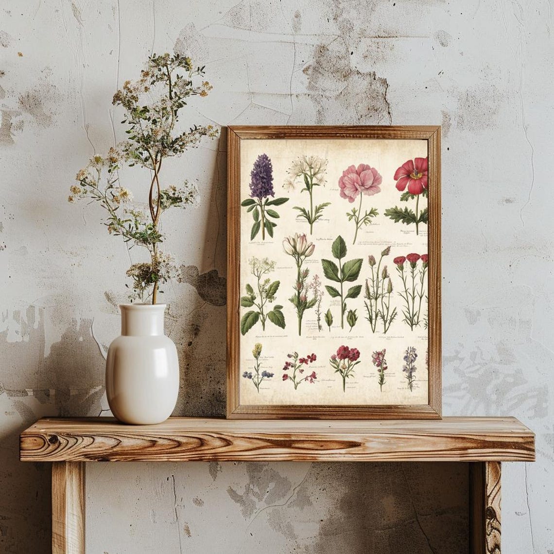 Vintage Botanical Flower Chart Antique Floral Herbarium Poster - Image 2