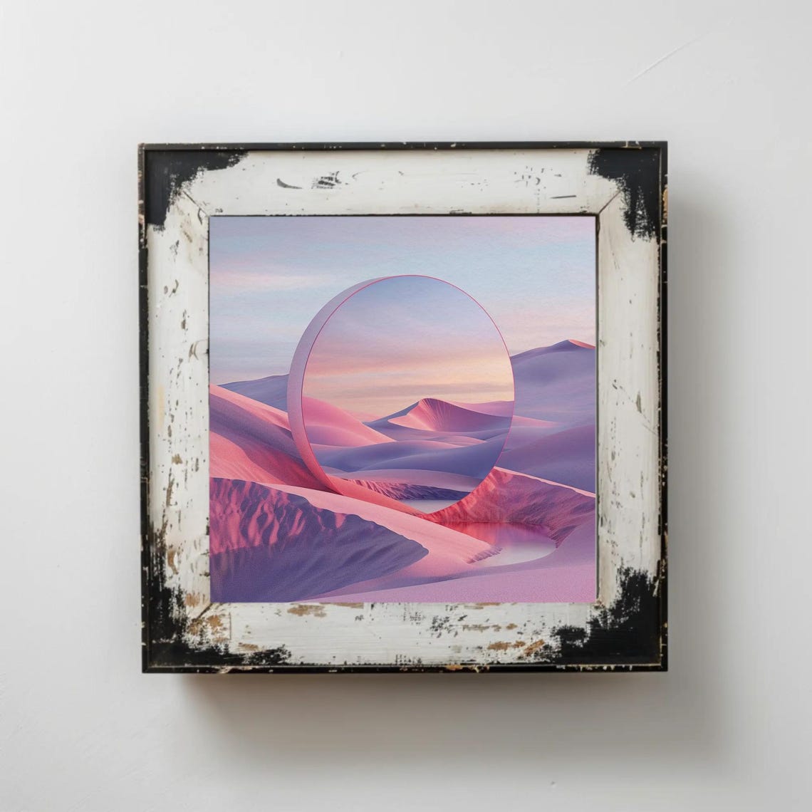 Surreal Desert Dunes Mirror Arch Pastel Dreamscape Art Poster - Image 4