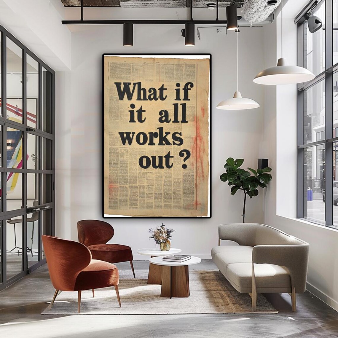 Inspiring What If It All Works Out Quote Vintage Newspaper Poster - Image 4