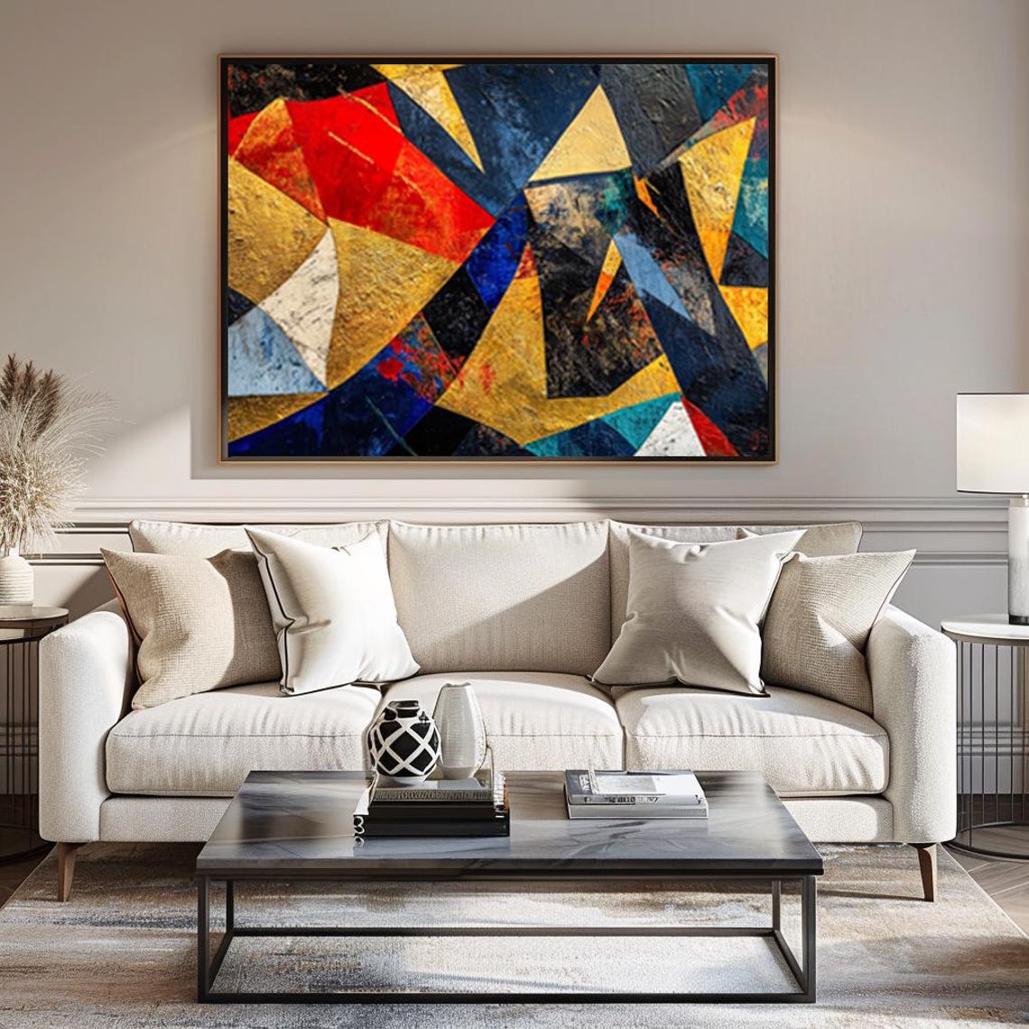 Geometric Abstract Gold Navy Shards Modern Gallery Art Poster - Image 4
