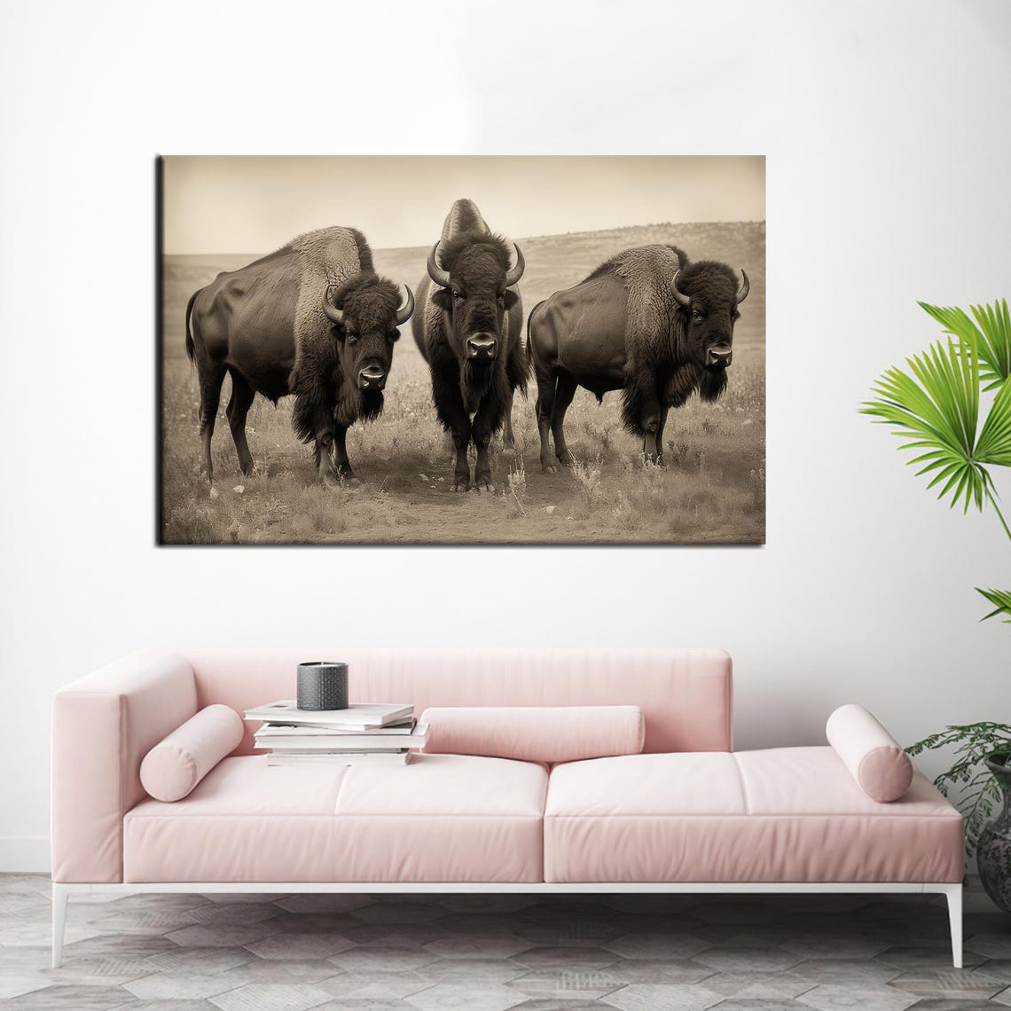 Bison Canvas Print Farmhouse Animal Wall Art
