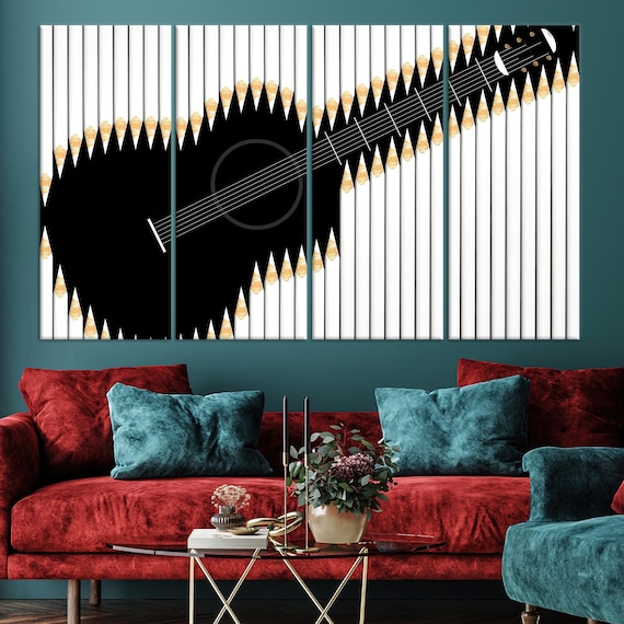 Guitar And Pencil Modern Instrument Art Print