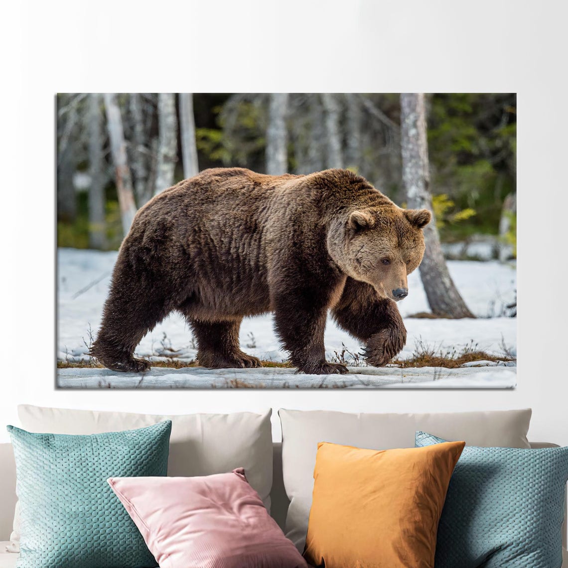 Bear Canvas Art Wild Animal Print Loft Decor