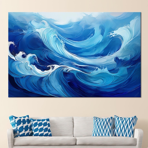 3D Wave Art Print, Modern Ocean Artwork