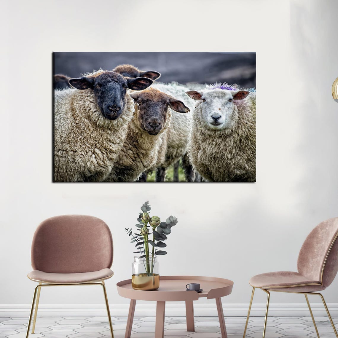 Three Sheep Farm Animal Wall Art Print