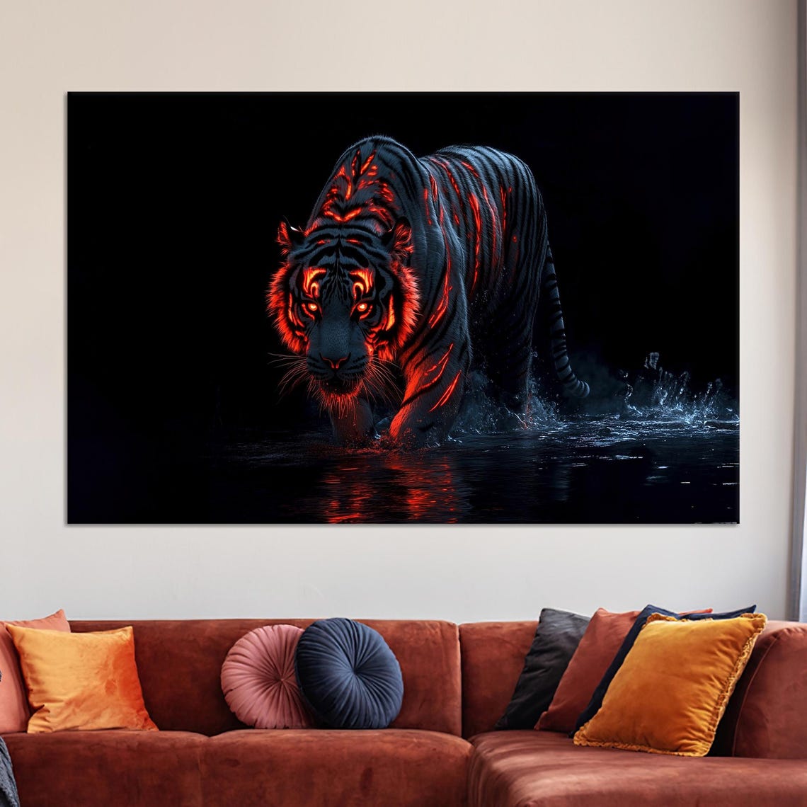 Surreal Tiger Canvas Print 3d Animal Wall Art