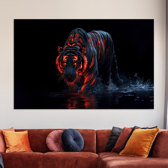 Surreal Tiger Canvas Print 3d Animal Wall Art