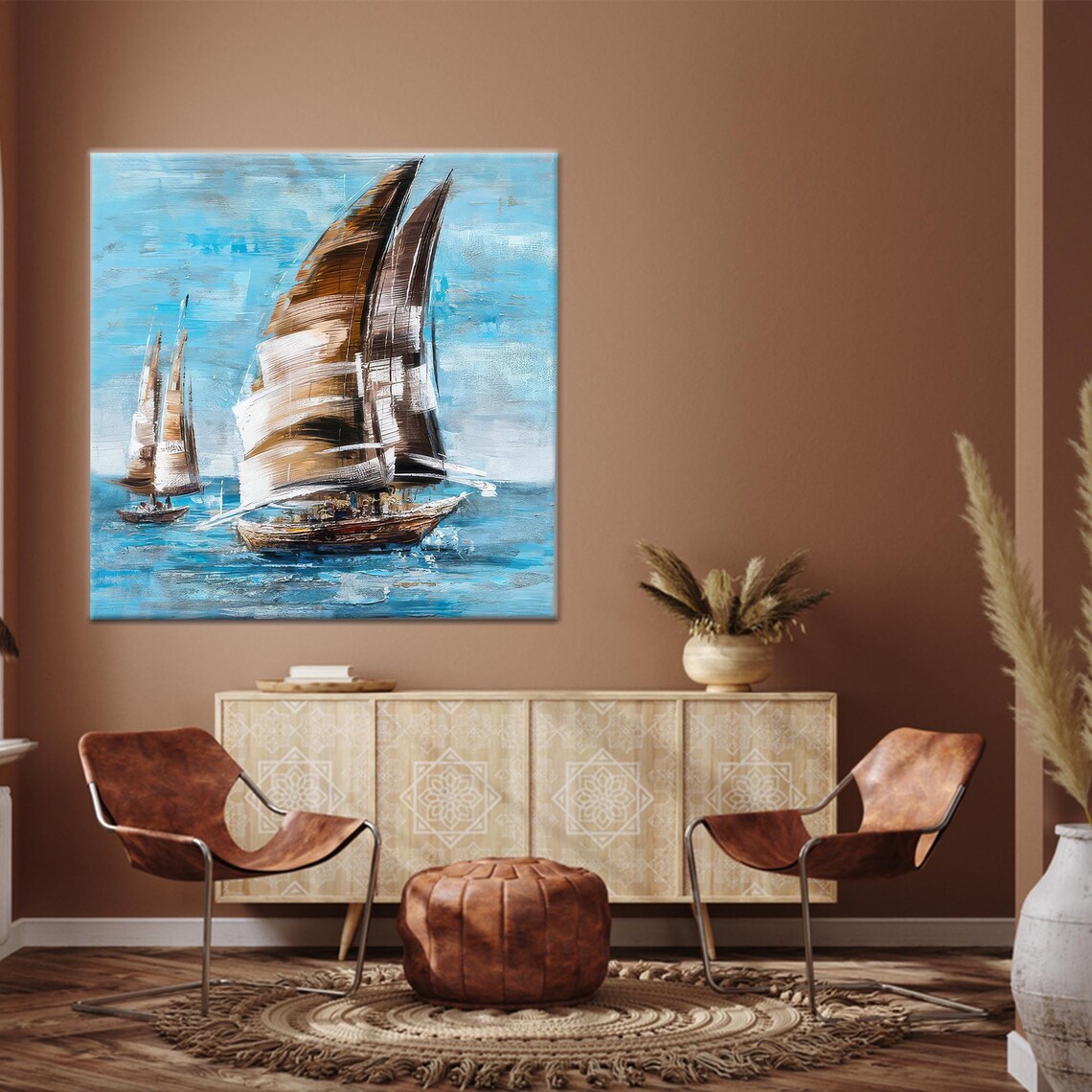Sea Landscape Sailboat Art Print, Baby Boy Gift