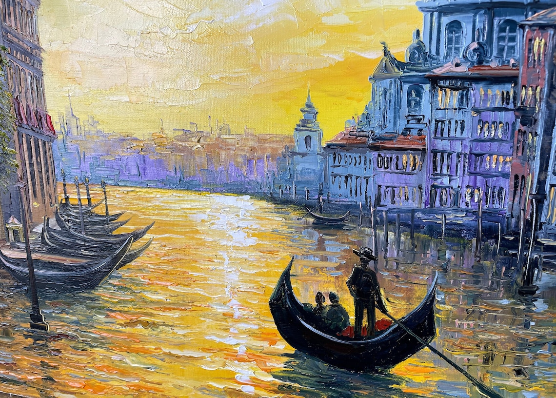 Venice Grand Canal Sunset Oil Painting, Italy Art Print - Image 2