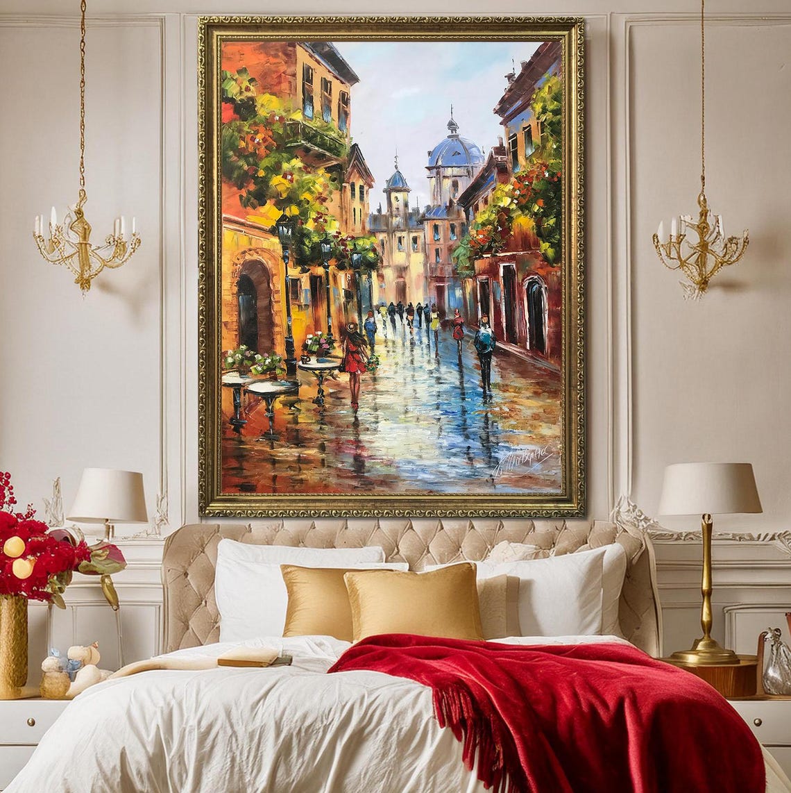 French Street Scene Painting On European City Art Paris Oil Painting Original Paris Artwork French Oil Painting Framed Paris Cafe Art - Image 3