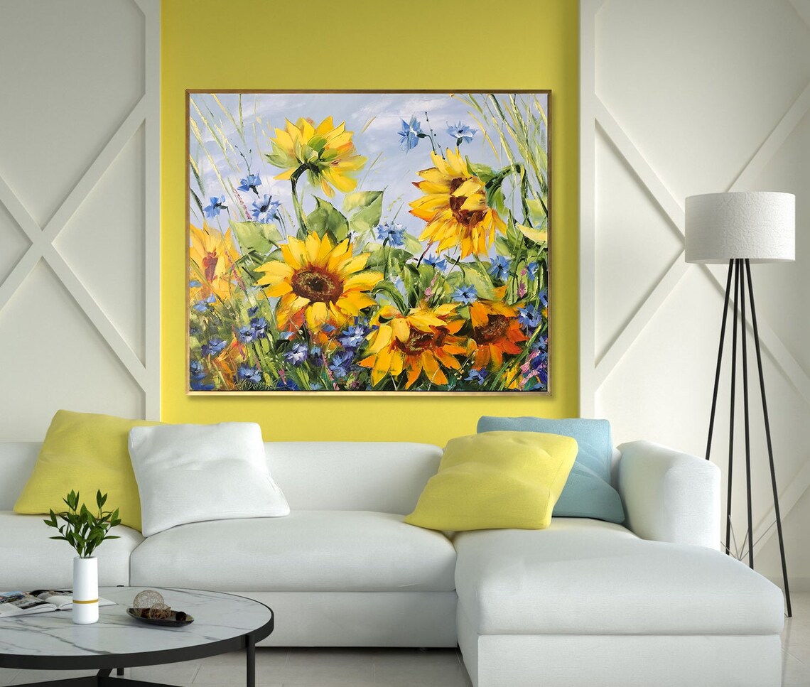 Ukraine Sunflower Field, Oil-Painting Style Art Print - Image 3