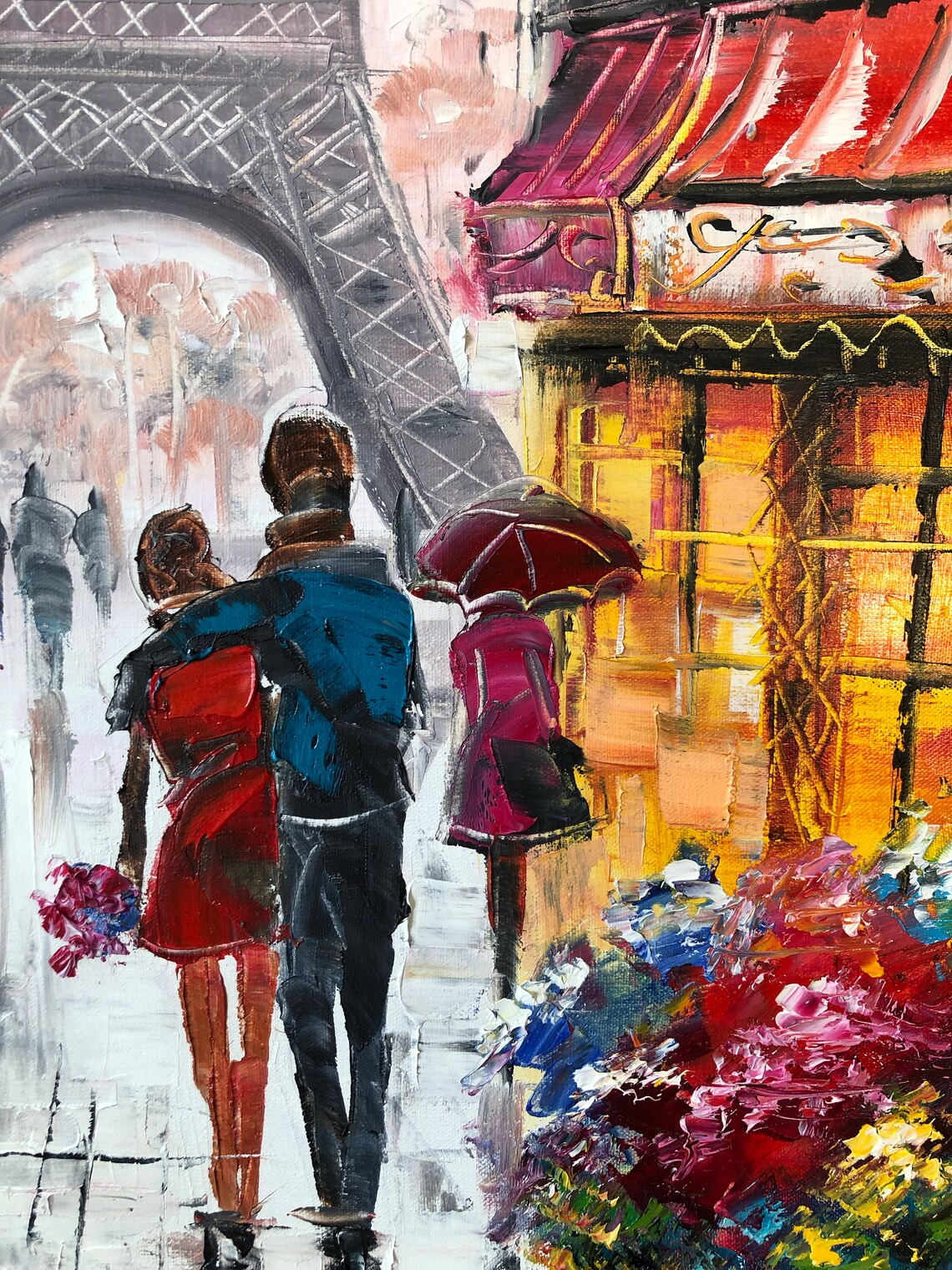 Love In Paris, Eiffel Tower Romantic Art Print - Image 2