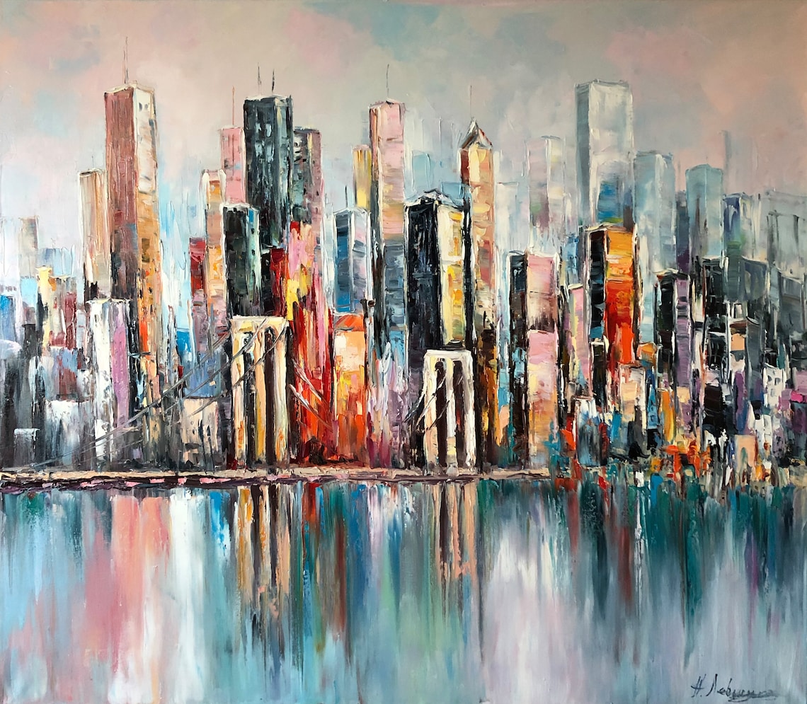 New York City Abstract Skyline Cityscape Art Print - Image 2
