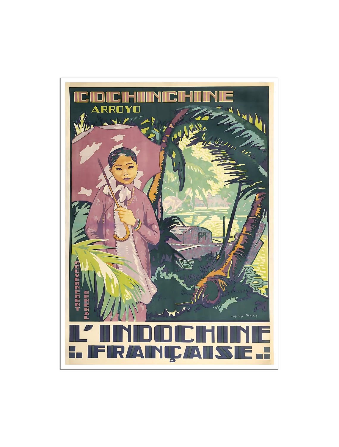 Cochinchine Arroyo Vietnam Parasol Waterway French Indochina Poster