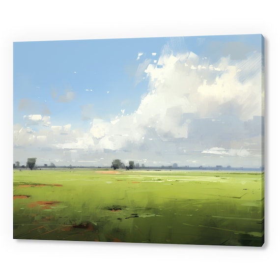 Summer Fields Vintage Country Landscape Antique Countryside Print Moody Painting Print Living Room Wall Art Farmhouse Decor Art