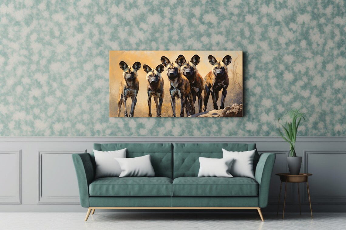 African Wild Dog Family Print I Wild Animals Wall Art Gift For Wild Dog Lover Animals Wall Art Wildlife Home Picture Decor - Image 2