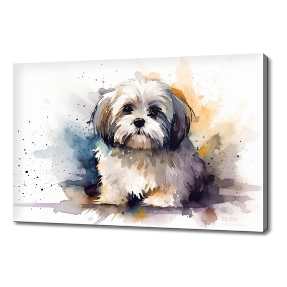 Cute Lhasa Apso Dog Watercolour Painting Print Art Animals Wall Art Print On Gift For Dog Lover Dog Picture Print