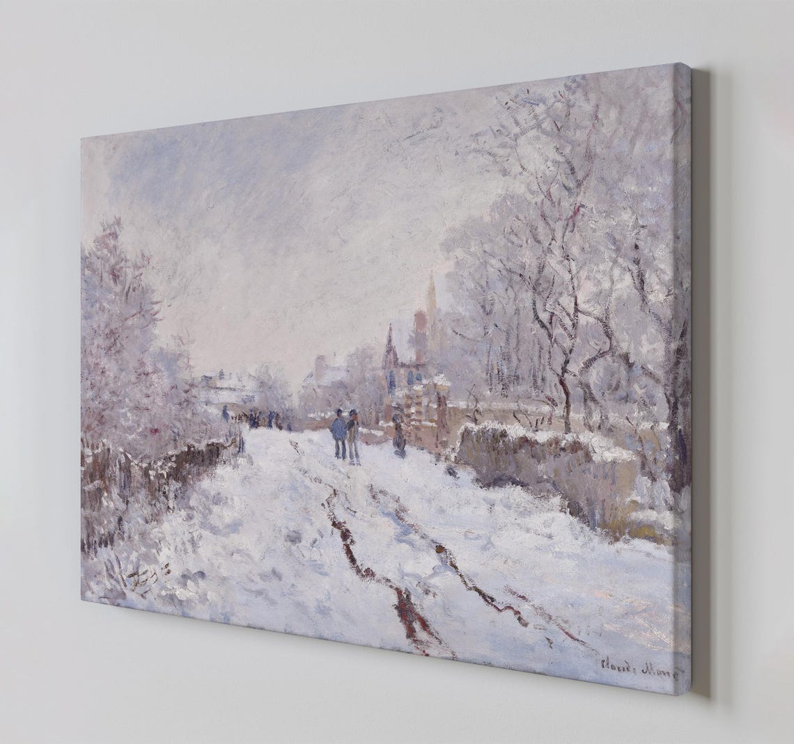 Monet Snow At Argenteuil Impressionist Winter Road Classic Art Print